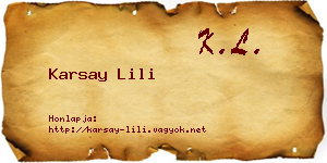 Karsay Lili névjegykártya