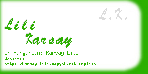 lili karsay business card